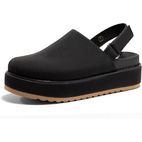 Coutgo Women's Platform Clogs Adjustable Strap Slip on Mules Shoes Comfortable Fall Sandals in Saudi Arabia