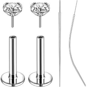 18G/20G Threadless Push in Nose Studs Surgical Steel Labret Piercing Jewelry for Tragus Monroe Lip Helix Cartilage Earrings Studs for Women Men, 16G in Kuwait