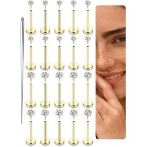 Fansilver 16g Surgical Steel Tragus Conch Helix Piercing Jewelry Internal Thread CZ Flat Back Lip Studs Cratilage Arrings Hypoallergenic Lip Monroe Monroe Medusa Percing Jewelry