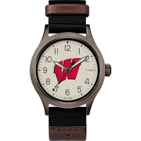 Timex Tribute Men Collegiate Pride 40mm Watch - Wisconsin Badgers with Black FastWrap Strap