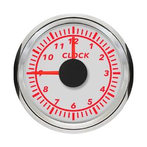 2" /52mm Clock Gauge 12-Hour Meter with Backlight 12V 24V for Car Boat Sedan Motorbike Waterproof Type (Black&Black)