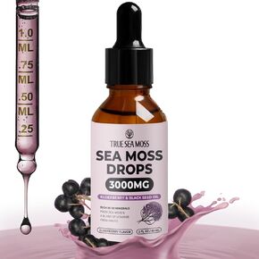 Irish Sea Moss Drops - 5X Stronger Than Sea Moss Gel - 92+ Essentials Minerals - with Black Elderberry, Burdock Root & Black Cumin - 2 Fl Oz (60ml) - Elderberry Flavor