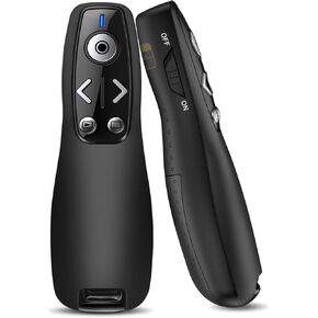 جهاز عرض تقديمي لاسلكي 2 في 1 USB من النوع C جهاز تحكم عن بعد لبرنامج PowerPoint، جهاز Powerpoint Clicker مع التحكم في مستوى الصوت جهاز PowerPoint Slide Advancer لأجهزة Mac والكمبيوتر والكمبيوتر المحمول