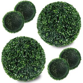 Ogrmar 2 PCS 13.7 inch 2 Layers Artificial Plant Topiary Ball Faux Boxwood Decorative Balls for Backyard, Balcony,Garden, Wedding and Home Décor (13.7 Inch)