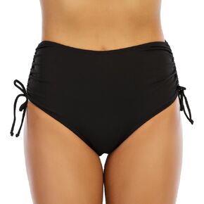 Women's High Waisted Bikini Bottoms Full Coverage Swim Bottom Tummy Control Side Tie Swimsuit Bathing Suit Bottoms