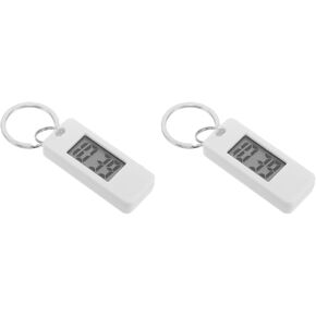 Keychain Pocket Watch, Digital Keychain Watch Clip on Watch Small Pocket Watch Digital Watch with Key Ring (White)
