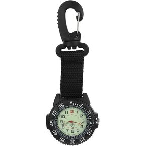 متعدد الوظائف في الهواء الطلق carabiner clip watch for men ، clip backpack backpack zinc on watch ، حزام نايلون أسود ، مثالي للسفر ، المغامرة ، الأطباء ، الممرضات