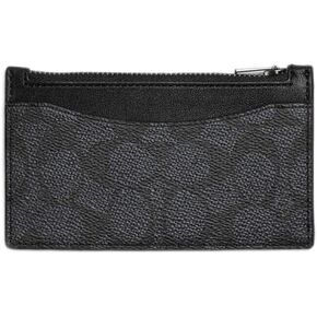 Coach Men zip Card Case Wallet ، الفحم