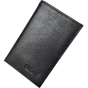 RFID حظر المحفظة الجلدية ، حامل بطاقة الجيب الأمامي النحيف Bifold ، بني (أسود خمر)