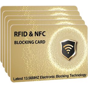 Saitech it rfid حظر البطاقات حماية محفظتك بالكامل ، محفظتك ، وبطاقات من محفظة سرقة NFC للرجال والنساء - WG Golden (5 PCS Golden)