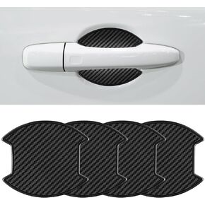 4 PCS Car Door Handle Protectors, TPU Carbon Fiber Door Bowl 3D Traceless Sticker, Universal Door Handle Protective Film for Most Cars