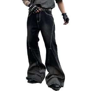 Men‘s Irregular Sutures Flared Jeans Bell Bottom Jeans Disco Pants 60s 70s Retro Trousers