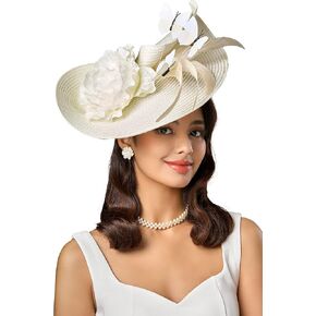BABEYOND Tea Party Fascinator Hat for Women Kentucky Headwear Derby Wide Brim Butterfly Church Hat for Cocktail Wedding in Saudi Arabia
