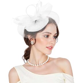 Fascinators Kentucky Hats Derby for Women 2025 Tea Party Hat with Feather Hair Clip Headwear for Wedding Church Hat