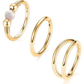 GAGABODY Conch Piercing Jewelry 20g 18g Septum Jewelry Conch Jewelry Daith Earrings Surgical Steel Clicker Hoop Opal Lip Rings with CZ Helix Rook Cartilage Piercing Jewelry