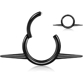 Titanium Septum Ring16G Septum Jewelry 8mm,ASTM F136 Titanium Nose rings Classic design Clicker Cartilage Earring Hinged Segment Daith Piercing Black silver gold 1PCS