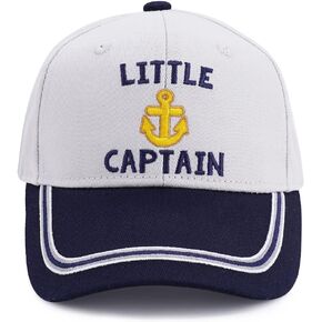 Captain Hat & First Mate | Matching Skipper Boating Baseball Caps | Nautical Marine Sailor Navy Hats (Little Captain)