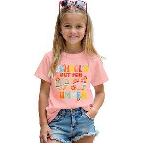 Kids Girl School's Out for Summer Shirt Last Day of School T-Shirt Cute Summer Beach Short Sleeve Tee Tops