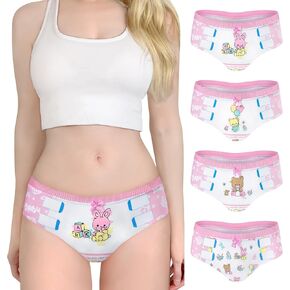 Littleforbig Women's Soft Cotton Hipster Briefs Babydoll Baby Cuties ‘Oopsie’ Potty Pants 4 Pack Panties Set