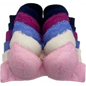 6 Pieces Full Cup/Demi Wired Gentle Pushup Push Up Bra A/B/C