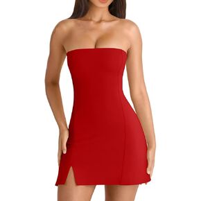 Hyz Women's Tube Sublesseless Y2K Prett Party A-Line Mini Dress