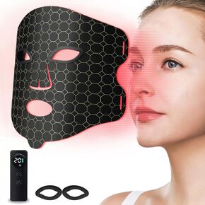 العلاج بالضوء الأحمر للوجه مع تدليك الاهتزاز ، 4 أوضاع محمولة علاج القناع LED LED ، قناع العلاج بالضوء الأحمر القريب 850nm ، وظيفة التوقيت ، 220 حبات LED ، في المنزل