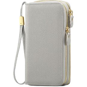 SENDEFN Leather Women Wallet RFID Blocking Zipper Around Phone Holder Clutch Wristlet Large Capacity