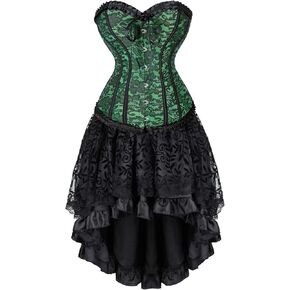 Grebrafan Steampunk Corset Skirt Renaissance Boned Corsets Bustiers for Women