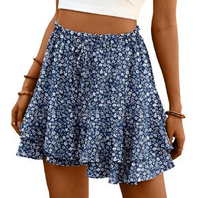 شورتات Lepunuo Flowy for Women Boho Shuffle Butterfly Skorts High Jeist Mini Lorts Shorts عرضية