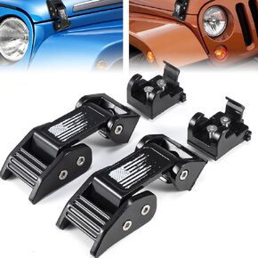 زبقات غطاء محركي الألومنيوم بلونوم تتوافق مع Jeep Wrangler JK JKU 2007-2018 & Jeep Wrangler JL JLU 2018-2025 & Jeep Gladiator JT 2020+ (Retro Flag)