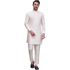 Maple Clothing Kurta Pajama Set Solid Color Indian Clothing for Men Party Wear Wedding Guest Outfit