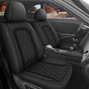 AOMSAZTO Seat Covers Custom Fit for Dodge Challenger 2008-2024: Waterproof Leather Car Seat Cover for Challenger TA R/T GT SXT SRT(Black, 2PCS Front Seat)
