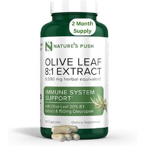 Leaf's Push Super Super Super Stirent 8: 1 استخراج 20 ٪ Oleuropein 750mg الجهاز المناعي كبسولة ، ودعم صحة الجلد ، ودعم نباتي غير محد GMO مضادات الأكسدة الخالية من الغلوتين 60 كبسولة شهرين