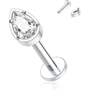 GAGABODY Labret Studs 16G Titanium Lip Piercing Jewelry Drop-Shaped CZ Internally Threaded Silver Tragus Earrings Helix Stud Cartilage Piercing in Saudi Arabia