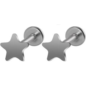 2Pcs 16G Star Lip Rings G23 Titanium Labret Monroe Medusa Piercing Jewelry Conch Helix Tragus Cartilage Stud Earrings 8mm 10mm Minimalist Body Jewelry