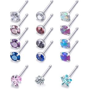 Nose Studs Piercing Jewelry for Women 20/18g Straight/L Bar Hypoallergenic Surgical Steel