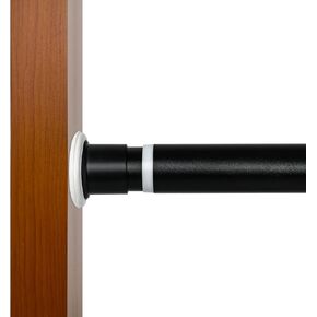 Tension Curtain Rod 122 to 157 Inches, 1.26" Diameter Spring Adjustable Curtains Rods Long Large Pole for Windows Door Bathroom Patio Outdoor No Drilling, Black