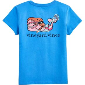 vineyard vines Girls' Lacrosse Whale Short-Sleeve Pocket Tee