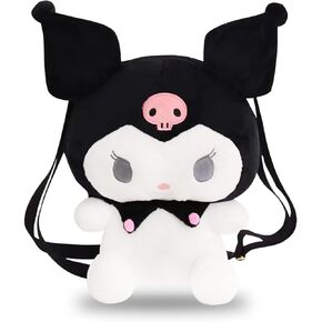 Roffatide anime Kuromi Kids Plush Backpack Cartoon Black Black Rabbit Teens Girls Boys محشو حقيبة الظهر Kawaii Lolita Jk Women Bag Higdts Black