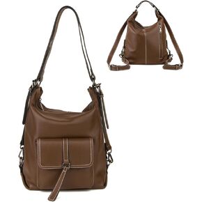 Genuine Leather Backpack Purse for Women Large Capacity, Anti-Theft Travel Backpack Leather Convertible Shoulder Bag with 2 Adjustable Straps