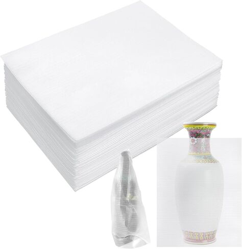 50Pack Foam Pouches,12" X 12" Dish Packing Supplies Packing Foam Cushion Foam Pouches for Packing Dishes and glasses Moving Foam Wrap Pouches Packing Supplies for Moving in Kuwait