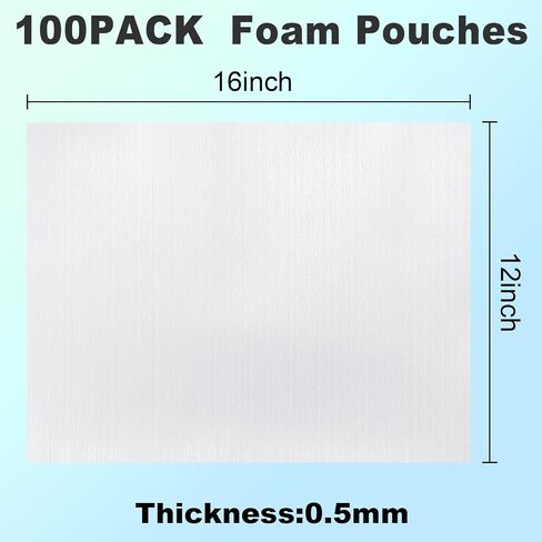 50Pack Foam Pouches,12" X 12" Dish Packing Supplies Packing Foam Cushion Foam Pouches for Packing Dishes and glasses Moving Foam Wrap Pouches Packing Supplies for Moving in Kuwait