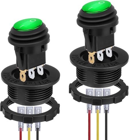 Round Rocker Switch, 12V Toggle Switch, Waterproof Lighted LED On/Off Switch for Car, Marine Toggle Switch, Automotive Power Switch, SPST 3 Pin in Saudi Arabia
