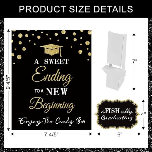 Graduation Candy Buffet Labels for Grad Party Decorations, Graduation Candy Bar Dessert Food Label Signs Set, Class of 2025 Grad Parties Table Decor Supplies (Black and Gold) in Saudi Arabia