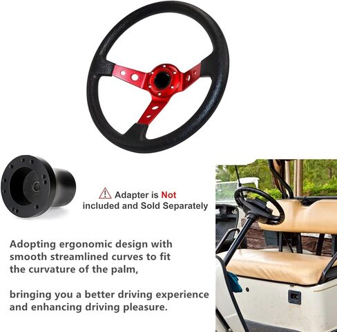 Universal Racing Steering Wheel,Drifting Deep Dish Steering Wheel 13.8"/350mm 6 Bolts Grip Vinyl Leather & Aluminum with Horn Button for Car Golf Cart (Black) in Kuwait
