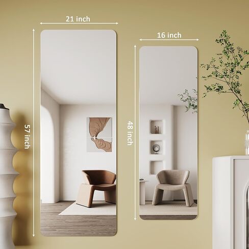 Mirror Full Length 21x57,Nano Glass Frameless Mirror Full Body,Mirrors Full Length Wall Mounted for Bedroom,Full Body Mirrors in Kuwait