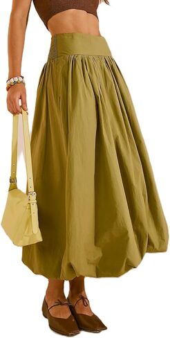 nufiwi نساء y2k فقاعة maxi تنورة منخفضة مرنة الخصر in Kuwait