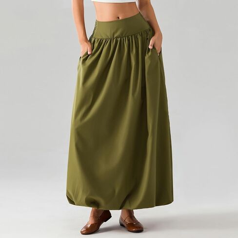 nufiwi نساء y2k فقاعة maxi تنورة منخفضة مرنة الخصر in Kuwait