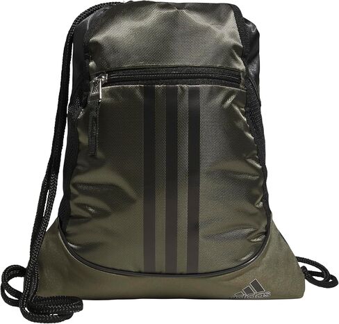 adidas Alliance Sackpack, Drawstring Backpack, Lightweight Small Gym Bag for Women and Men, Olive Strata Green/Black/Silver Metallic, One Size in Saudi Arabia
