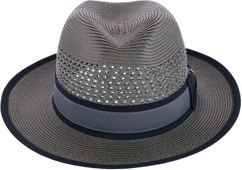 Richman Brothers Men's Polybraid Fedora Hat with Grossgrain Ribbon and Feather in Kuwait